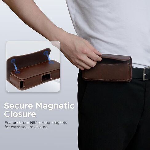 INGIDO Holster for iPhone 15 15 Pro 14, 14 Pro, 13 Pro, 13, 12 Pro, 12, iPhone 11, XR - Premium Cell Phone Case with Belt Clip [Magnetic Closure] ID Card Holder Pouch, Brownish-Black in Saudi Arabia