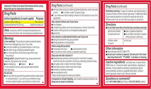 Tylenol PM Extra Strength Nighttime Pain Reliever & Sleep Aid Caplets, 500 mg Acetaminophen, 25 mg Diphenhydramine HCl, Fast-Acting, Non-Habit Forming, Pain Relief Medicine for Aches & Cramps, 100 Ct in Saudi Arabia