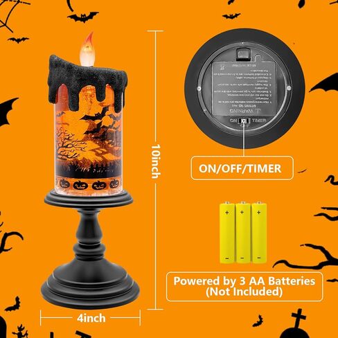 شمعة هالوين الثلج كرات شمعة مع مشهد مقبرة وردية - شمعة عديمة الطوق مع دوامات بريق المياه ، والبطارية تعمل على تزيين الهالوين للمنصات الداخلية أو الرف in Saudi Arabia