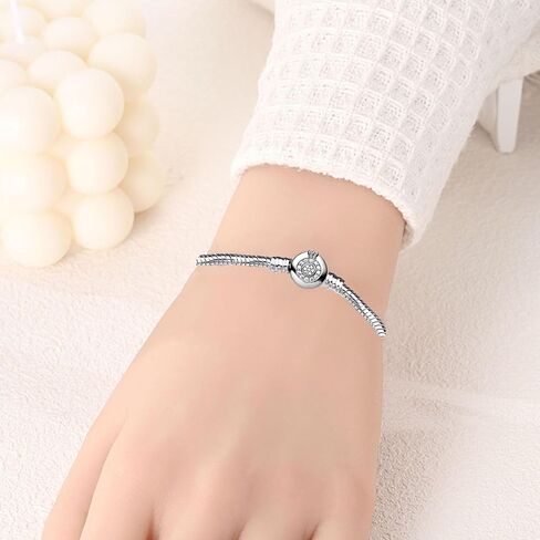 925 Sterling Silver New Classic Crown Buckle Bucket Buckle Snake Bone Chain Bracelet Suitable Fit Design Charm Bead DIY Exquisite Surprise Gift in Saudi Arabia