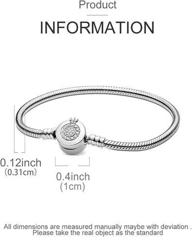 925 Sterling Silver New Classic Crown Buckle Bucket Buckle Snake Bone Chain Bracelet Suitable Fit Design Charm Bead DIY Exquisite Surprise Gift in Saudi Arabia