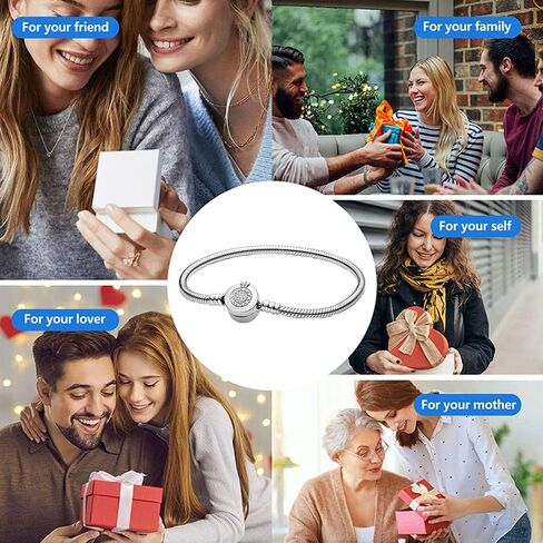 925 Sterling Silver New Classic Crown Buckle Bucket Buckle Snake Bone Chain Bracelet Suitable Fit Design Charm Bead DIY Exquisite Surprise Gift in Saudi Arabia