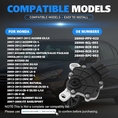 28900-PPV-023 مستشعر النقل التلقائي لمستشعر النقل المحايد مفتاح متعدد الوظائف لـ Honda Accord Civic CROSSTOUR CR-V FIT 2003-2015 استبدل 28900-RCL-003 28900-RCR-003 in Kuwait