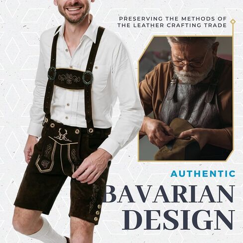 BAVARIA TRACHTEN Lederhosen Men Oktoberfest Costume - Genuine Leather, German Mens Lederhosen - Chocolate in Saudi Arabia