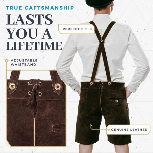 BAVARIA TRACHTEN Lederhosen Men Oktoberfest Costume - Genuine Leather, German Mens Lederhosen - Chocolate in Saudi Arabia
