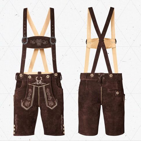 BAVARIA TRACHTEN Lederhosen Men Oktoberfest Costume - Genuine Leather, German Mens Lederhosen - Chocolate in Saudi Arabia
