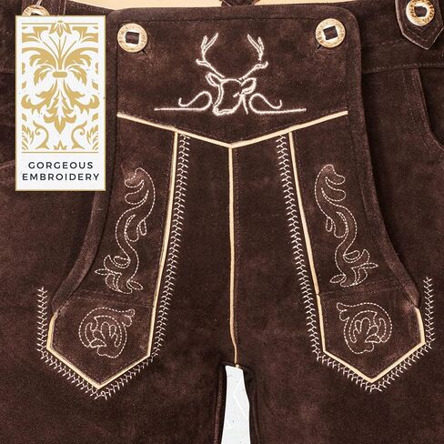 BAVARIA TRACHTEN Lederhosen Men Oktoberfest Costume - Genuine Leather, German Mens Lederhosen - Chocolate in Saudi Arabia