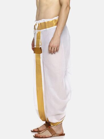 Men White Colour Cotton Dhoti Pant/Panjakejam (WHITE) (ONE SIZE) (D531) in Saudi Arabia