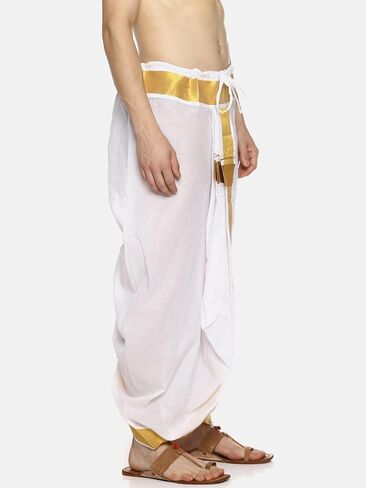 Men White Colour Cotton Dhoti Pant/Panjakejam (WHITE) (ONE SIZE) (D531) in Saudi Arabia