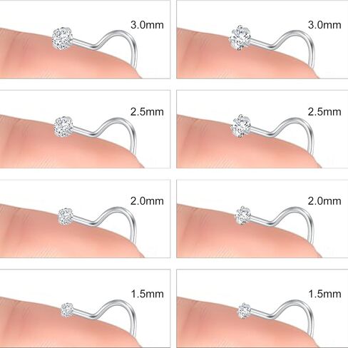 10Pcs 20G Nose Rings Studs for Women Corkscrew Sliver Nose Studs Hypoallergenic Nose Rings 316L Surgical Stainless Steel Nose Nostril Percing Jewely for Women Men Round Square CZ Imitation Diamond 1.5mm/2.0mm/2.5mm/3.0mm in Saudi Arabia