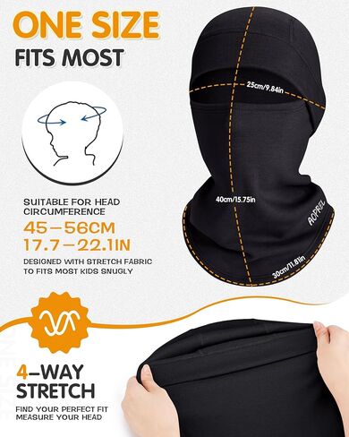 Kids Balaclava Ski Mask, Modal Wool Blend Soft Face Mask for Boys & Girls, Windproof Full Face Cover for Cold Weather in Saudi Arabia