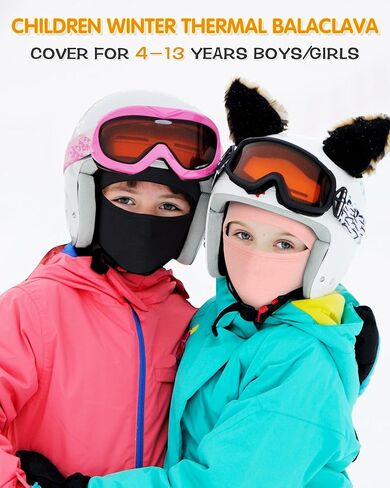 Kids Balaclava Ski Mask, Modal Wool Blend Soft Face Mask for Boys & Girls, Windproof Full Face Cover for Cold Weather in Saudi Arabia