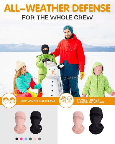 Kids Balaclava Ski Mask, Modal Wool Blend Soft Face Mask for Boys & Girls, Windproof Full Face Cover for Cold Weather in Saudi Arabia