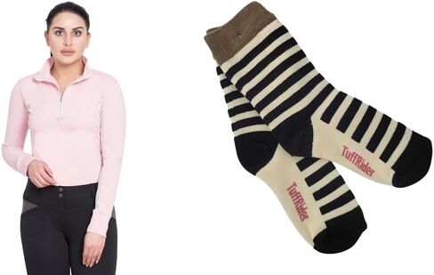 TuffRider Ladies Ventilated Technical Long Sleeve Sport Shirt with Free Assorted Striped Socks in Saudi Arabia
