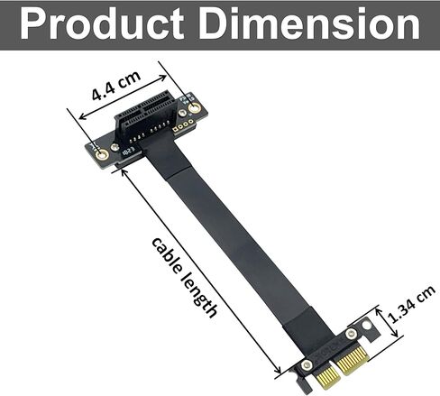 10Gtek PCIe 3.0 Extension Cable, X1 to X1, F to M, 90° to 90°, Cable Length 20cm, P311MF5520 in Kuwait