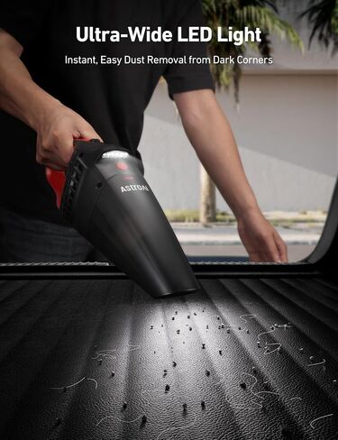 AstroAI Car Vacuum Cleaner, Portable Handheld Vacuum and Car Accessories, 16.4 Ft Cord-12V DC Power, LED Light, w/3 Attachments，Auto Accessories Kit for Interior Detailing for Quick Cleaning (Red) in Saudi Arabia