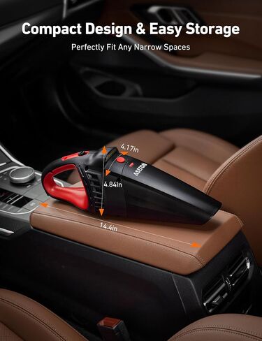 AstroAI Car Vacuum Cleaner, Portable Handheld Vacuum and Car Accessories, 16.4 Ft Cord-12V DC Power, LED Light, w/3 Attachments，Auto Accessories Kit for Interior Detailing for Quick Cleaning (Red) in Saudi Arabia