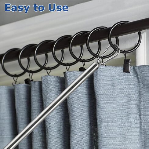 Curtain Pull Wand, 2 Pack Drapery Pull Rod for Curtains Adjustable 31“ to 46" Made of Steel Material Extra Long Sponge Handle Silver (Silver) in Kuwait