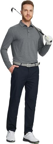 MICHEL ROUEN Mens Golf Shirts with Collard Dry fit Performance Heather Casual Activewear Long Sleeve Golf Polo Shirts for Men in Kuwait