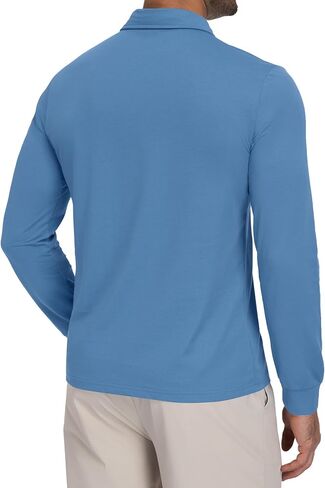 Men's Long Sleeve Golf Polo Shirt Quick Dry Moisture Wicking UPF 50+ Sun Protection 3-Button Collared Shirt in Saudi Arabia