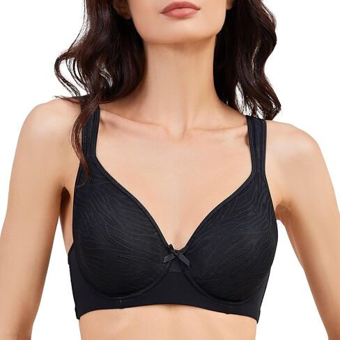 sheroine Women's Minimizer Underwire Full Coverage Bra Non Padded Plus Size V Neck Everyday Bras in Kuwait