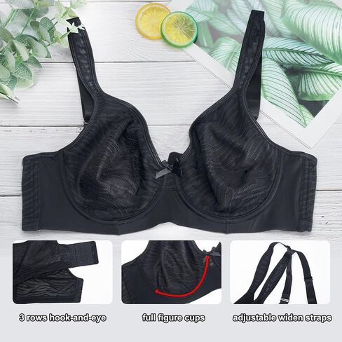 sheroine Women's Minimizer Underwire Full Coverage Bra Non Padded Plus Size V Neck Everyday Bras in Kuwait