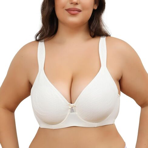 sheroine Women's Minimizer Underwire Full Coverage Bra Non Padded Plus Size V Neck Everyday Bras in Kuwait