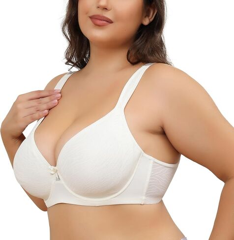 sheroine Women's Minimizer Underwire Full Coverage Bra Non Padded Plus Size V Neck Everyday Bras in Kuwait