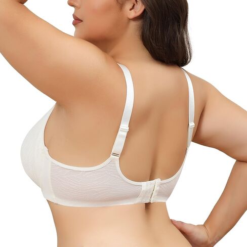 sheroine Women's Minimizer Underwire Full Coverage Bra Non Padded Plus Size V Neck Everyday Bras in Kuwait