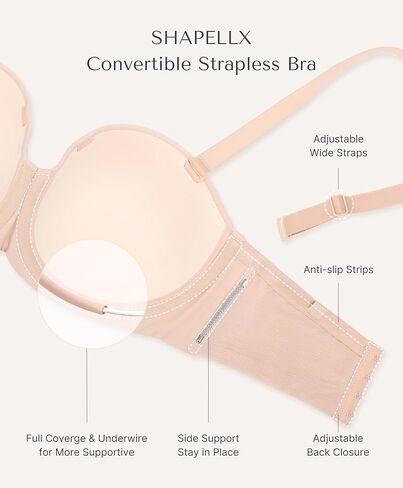 SHAPELLX Women's Minimizer Bra Convertible Strapless Underwear with Underwire Full Coverage Push Up Bras for Plus Size in Saudi Arabia