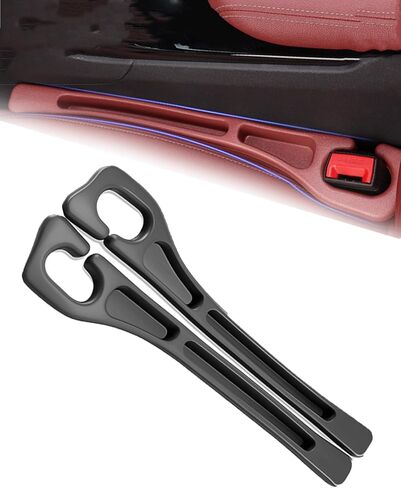2PCS Dual Slot for Coozyland Car Seat Gap Organizer with Seat Belt Holes, Stopping Phone Key from Falling, Car Seat Gap Fillers, Car Seat Gap Plug with Storage Slot, Fit Car Suv Truck (Black) in Saudi Arabia