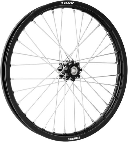 Tusk Impact Complete Wheel-Front 19 × 1.60 حافة سوداء/فضية يتحدث/محور أسود متوافق مع 2018-2023 Surron Sur-Ron Light Bee X | Talaria | Segway in Saudi Arabia