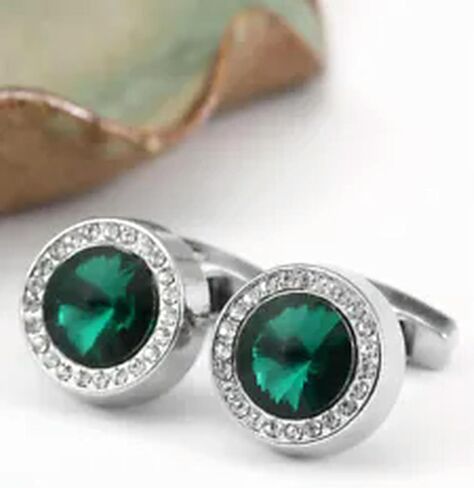 1Pair Shirt Suit Cuff Links Jewelry Rhinestone Crystal Classic Fashion Cufflinks-Blue in Saudi Arabia