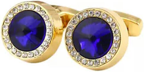 1Pair Shirt Suit Cuff Links Jewelry Rhinestone Crystal Classic Fashion Cufflinks-Blue in Saudi Arabia