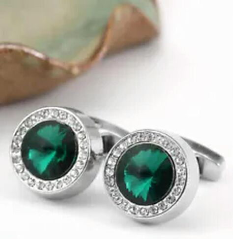 1Pair Shirt Suit Cuff Links Jewelry Rhinestone Crystal Classic Fashion Cufflinks-Blue in Saudi Arabia