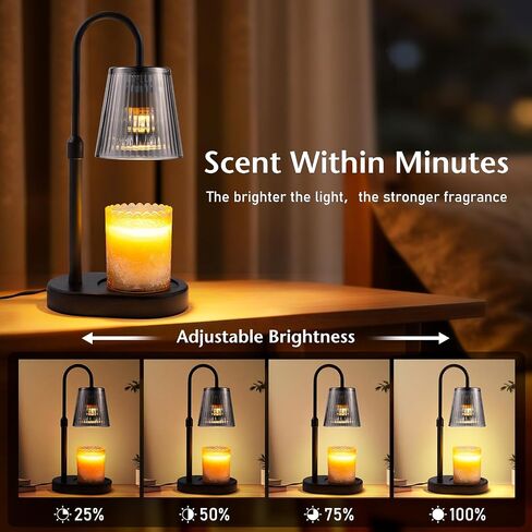 Candle Warmer Lamp with Timer Electric - Wickless Warming Light Height Adjustable Dimmable No Flame Heat Warm Melt Wax Scented Table Lights Elegant Modern Home Decor for Jar Candles Living Bedroom in Saudi Arabia