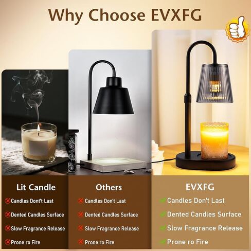 Candle Warmer Lamp with Timer Electric - Wickless Warming Light Height Adjustable Dimmable No Flame Heat Warm Melt Wax Scented Table Lights Elegant Modern Home Decor for Jar Candles Living Bedroom in Saudi Arabia