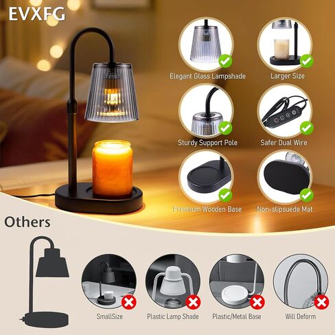 Candle Warmer Lamp with Timer Electric - Wickless Warming Light Height Adjustable Dimmable No Flame Heat Warm Melt Wax Scented Table Lights Elegant Modern Home Decor for Jar Candles Living Bedroom in Saudi Arabia