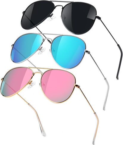 Polarized Aviator Sunglasses for Boys Girls Classic Lightweight Metal Frame Sun Glasses UV400 Protection Lens in Kuwait