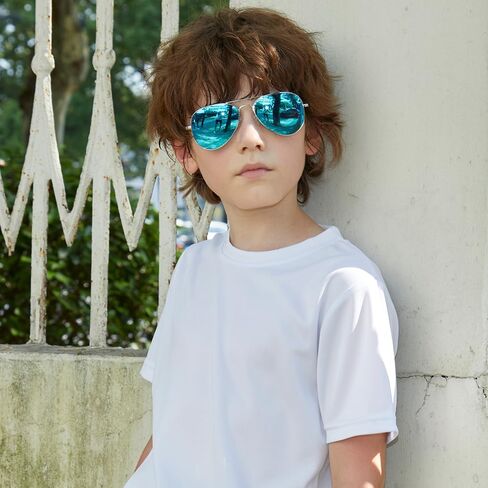 Polarized Aviator Sunglasses for Boys Girls Classic Lightweight Metal Frame Sun Glasses UV400 Protection Lens in Kuwait