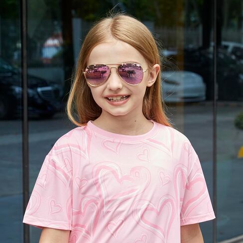Polarized Aviator Sunglasses for Boys Girls Classic Lightweight Metal Frame Sun Glasses UV400 Protection Lens in Kuwait