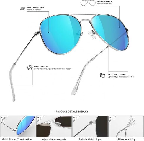 Polarized Aviator Sunglasses for Boys Girls Classic Lightweight Metal Frame Sun Glasses UV400 Protection Lens in Kuwait