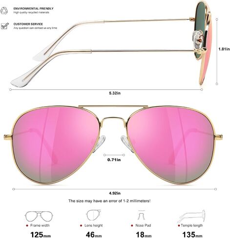 Polarized Aviator Sunglasses for Boys Girls Classic Lightweight Metal Frame Sun Glasses UV400 Protection Lens in Kuwait