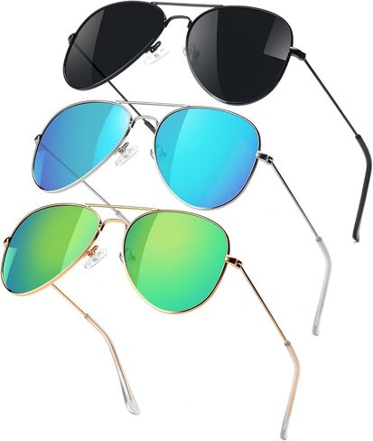Polarized Aviator Sunglasses for Boys Girls Classic Lightweight Metal Frame Sun Glasses UV400 Protection Lens in Kuwait