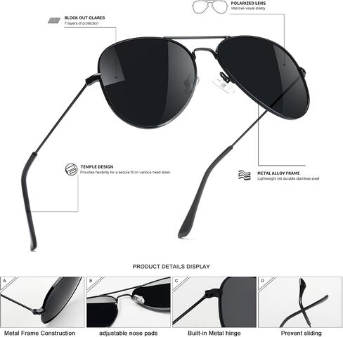 Polarized Aviator Sunglasses for Boys Girls Classic Lightweight Metal Frame Sun Glasses UV400 Protection Lens in Kuwait
