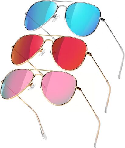 Polarized Aviator Sunglasses for Boys Girls Classic Lightweight Metal Frame Sun Glasses UV400 Protection Lens in Kuwait