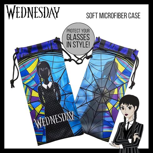 Sun-Staches Kids Wednesdays Addams نظارات شمسية أنيقة ومريحة ودائمة للأشعة فوق البنفسجية مع حالة حمل ناعمة-هدايا Addams المرخصة رسميًا in Saudi Arabia