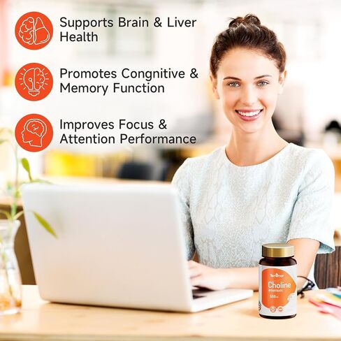 الكولين Bitarrate 550mg ، يدعم صحة الكبد والدماغ ، ومكملات كولين عالية الامتصاص ، غير المعدلة وراثيا ، خالية من الغلوتين ، مصنوعة في الولايات المتحدة ، 60 كبسولات نباتية in Saudi Arabia