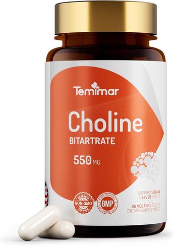 الكولين Bitarrate 550mg ، يدعم صحة الكبد والدماغ ، ومكملات كولين عالية الامتصاص ، غير المعدلة وراثيا ، خالية من الغلوتين ، مصنوعة في الولايات المتحدة ، 60 كبسولات نباتية in Saudi Arabia