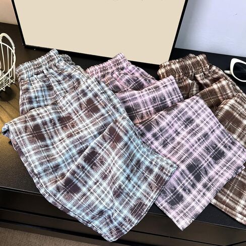 Baggy Pants for Girls Boys Trendy Oversized Plaid Straight Pants Kids Loose Fit Sweat Pants Wide Leg Fall Casual in Saudi Arabia